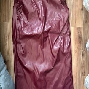 SHEIN Burgundy Faux Leather Maxi Skirt